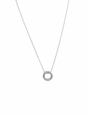 Nina Ricci Silver Pave Circle Pendant Necklace